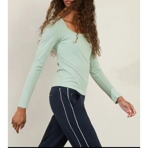 Athleta Women's Signature Rib‎ Square Neck Top Dew Mist Size XL NWOT